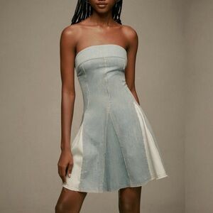 Pilcro Strapless Seamed Denim Mini Dress